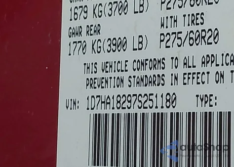 2007 Dodge Ram 1500 Slt из США, поврежденный, VIN 1D7HA18297S251180